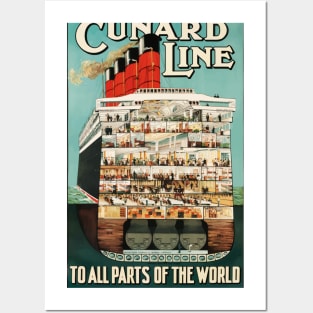 Cunard Line Cruise Liners - Vintage Travel Posters and Art